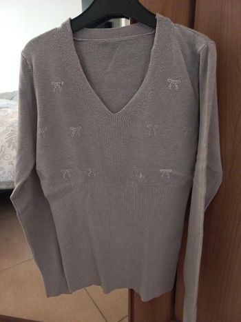 Pull gris col v S