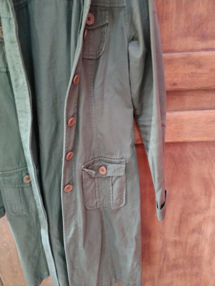Veste longue en toile kaki - photo numéro 3