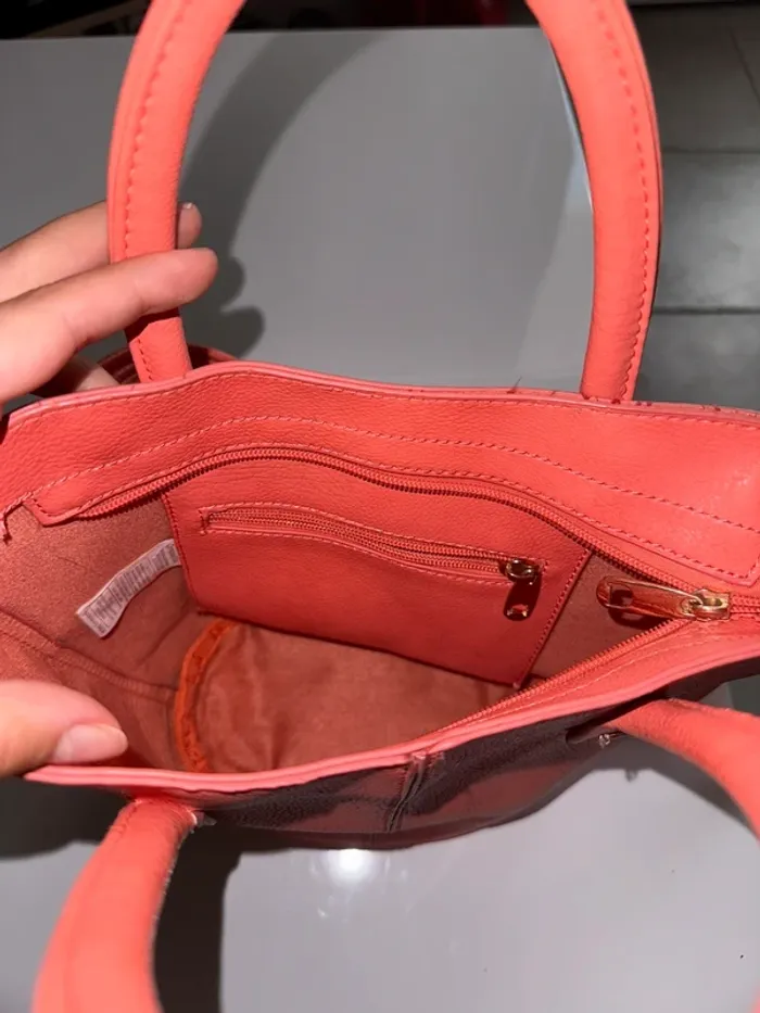 Sac à main rose/ corail - photo numéro 3