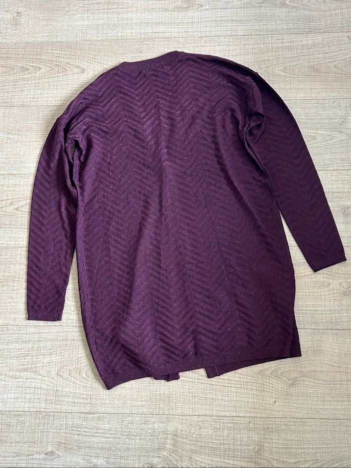 Cardigan bordeaux pailleté mi long Season taille S jamais porté - photo numéro 8
