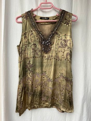 Tunique S/M soie et sequins, zippée sur un coté