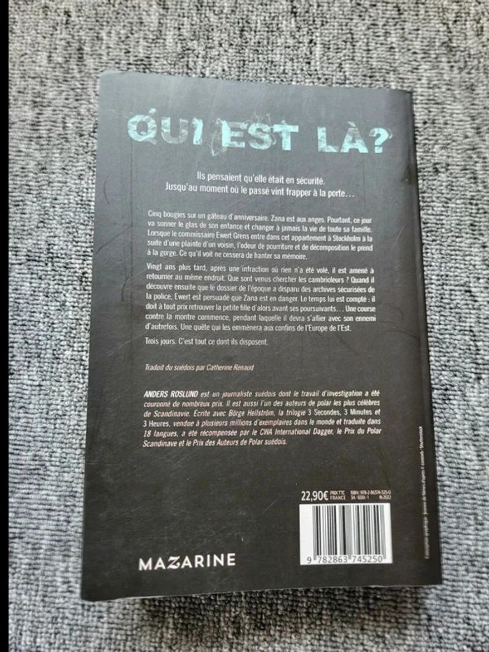 Livre "Qui est là ?" Anders Roslund – Thriller Psychologique – Éd. Mazarine – Comme Neuf - photo numéro 9
