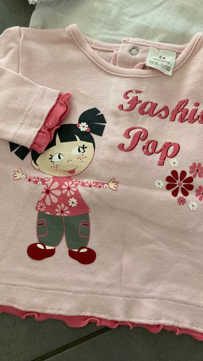 Lot ensemble vêtement bébé fille 6 mois haut pull sweat tee shirt garde robe - photo numéro 5
