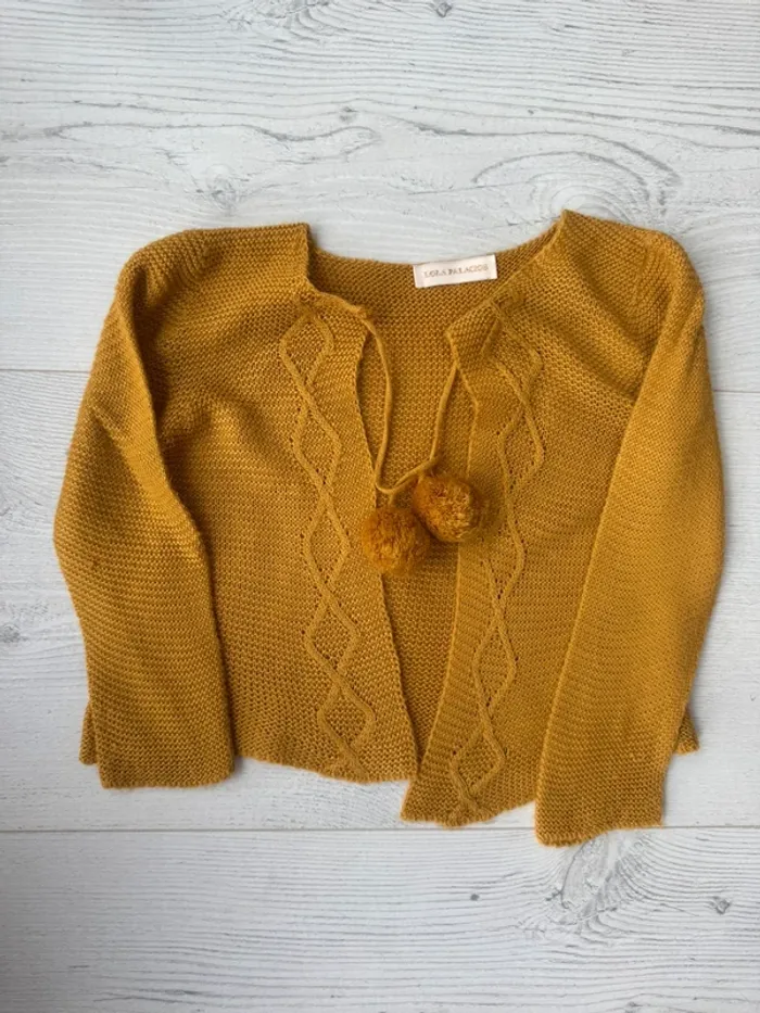 Gilet jaune moutarde avec deux pompons - Taille 2/3 Ans - photo numéro 11
