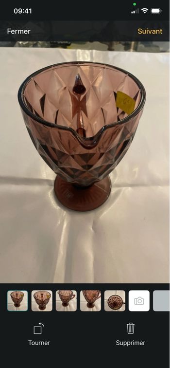 Grand pichet en verre, rose, vintage,