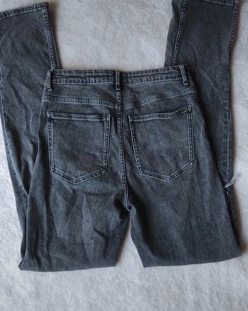 Jean Zara femme gris noir taille haute 40 jambes évasées fendues