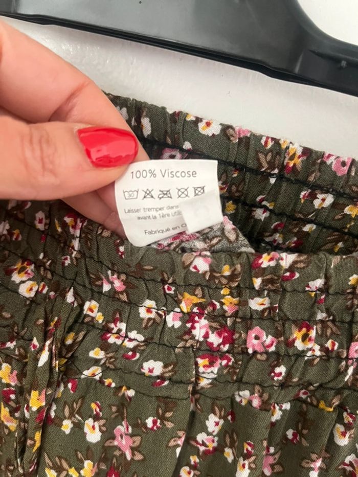 Pantalon kaki fleuri décontracté taille unique - photo numéro 5