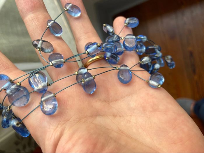 Collier façon rivière de perles, perles de verre bleues - photo numéro 9