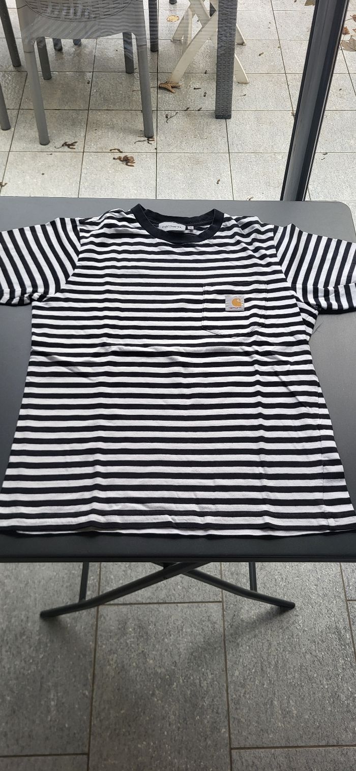 T-Shirt Carhartt - Marinière blanc / noir - photo numéro 2