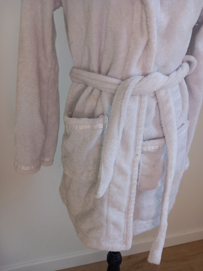 Peignoir peluche blanc avec capuche - photo numéro 3