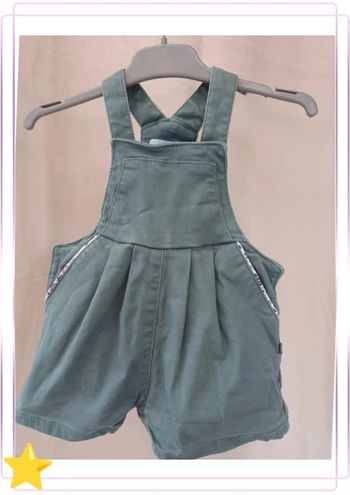 Salopette short vert Obaibi 6 mois 68cm
