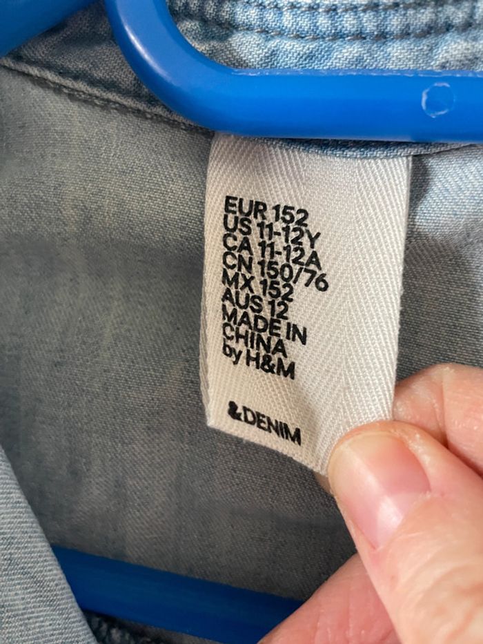 Chemise/sur chemise en jeans H&m T12 ans - photo numéro 6
