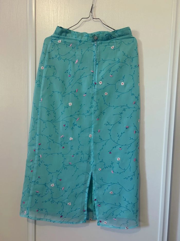Jupe longue turquoise imprimée fleurs - photo numéro 6