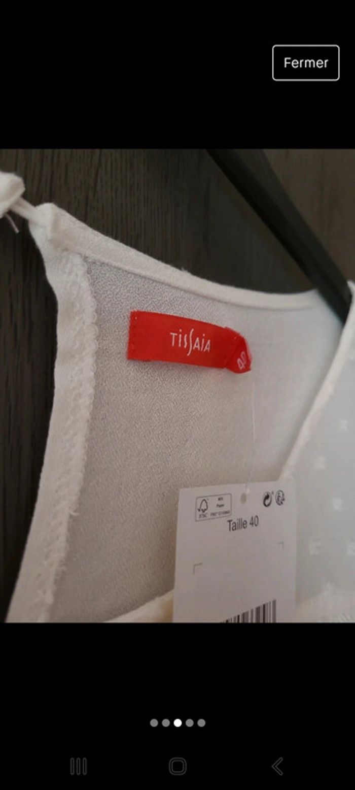Blouse fluide manches dentelle T40 neuf - photo numéro 3