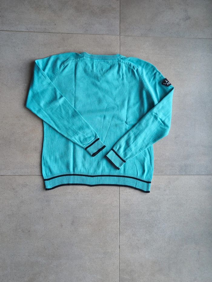 Pull col v turquoise - photo numéro 7