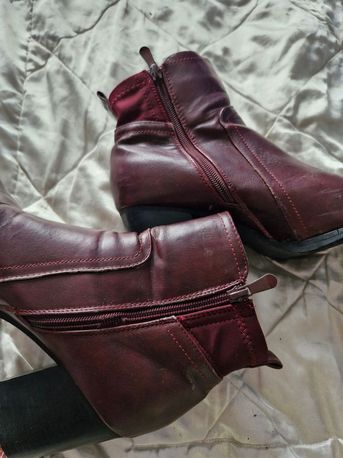 Superbes bottines Cuir bordeaux a talons - photo numéro 6