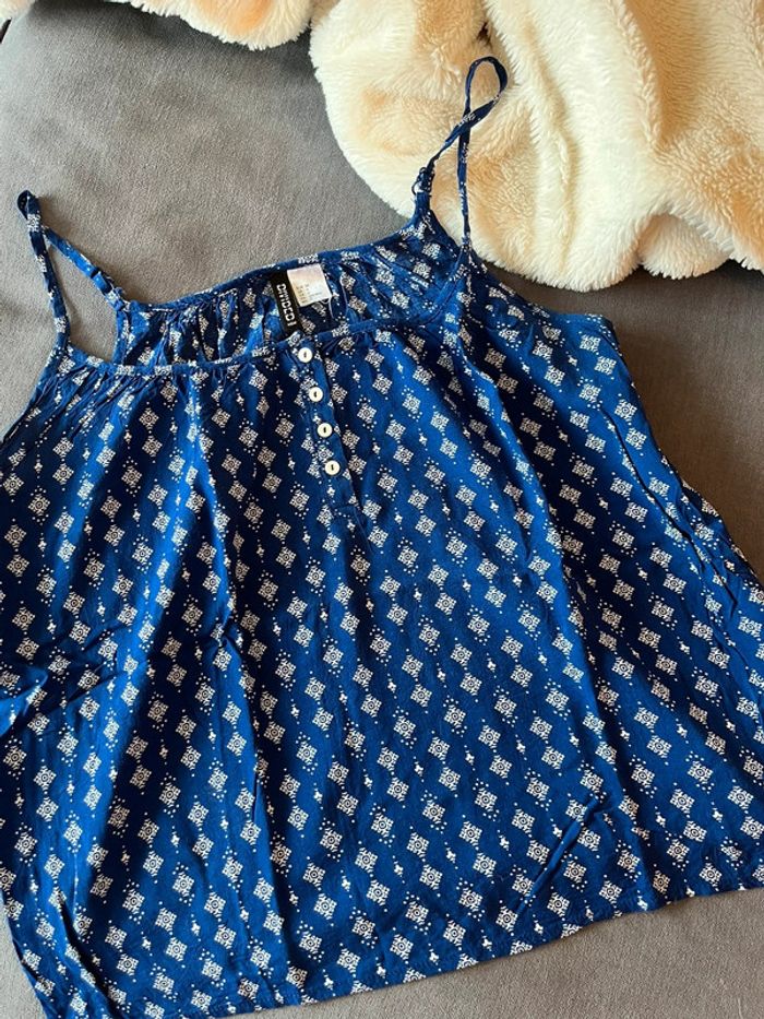 Débardeur fluide H&M – Bleu marine à motifs géométriques – Taille 34 - photo numéro 3