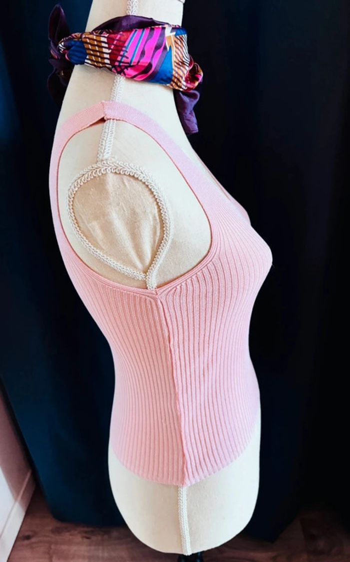 💕 débardeur côtelé rose pâle taille unique #diana - photo numéro 2