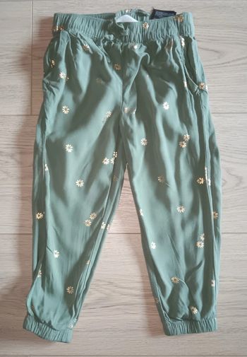 Pantalon léger kaki fleurs dorées 2-3 ans 98 cm H&M
