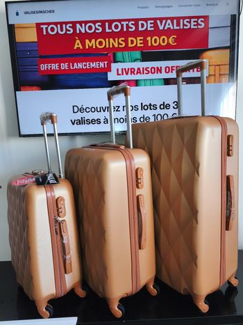 Lot 3 valises abs champagne 