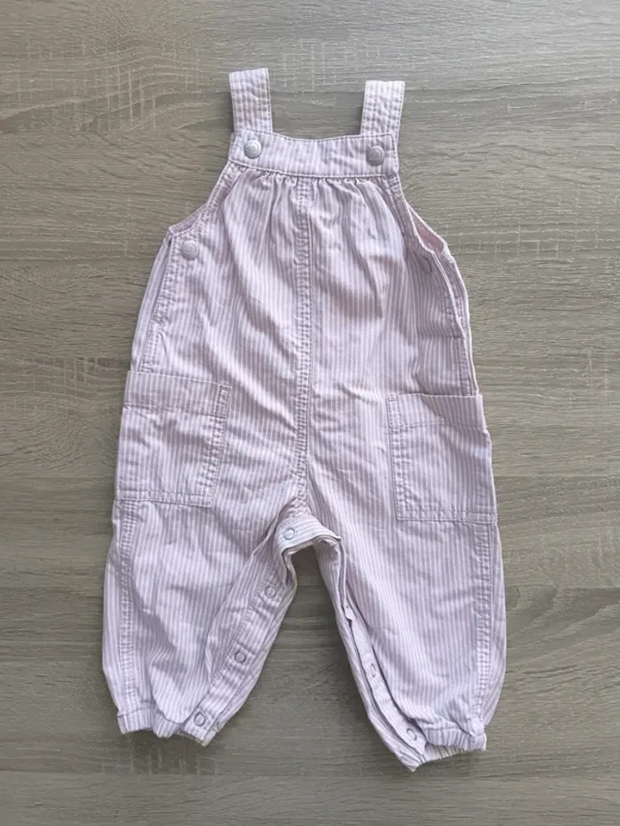 Salopette rayé rose et blanche Petit bateau 6 mois