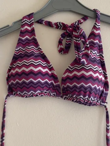Maillot de bain 2 pièce imprimé blanc violet