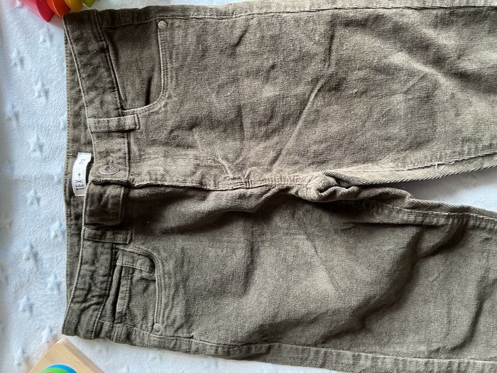 pantalon en velours kaki taille réglable 11/12 ans tex - photo numéro 2