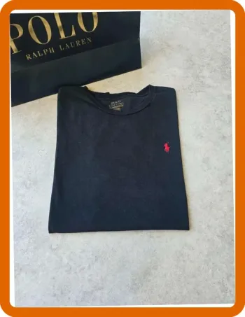 T-shirt Ralph Lauren XL coupe col rond noir Homme Men tee135