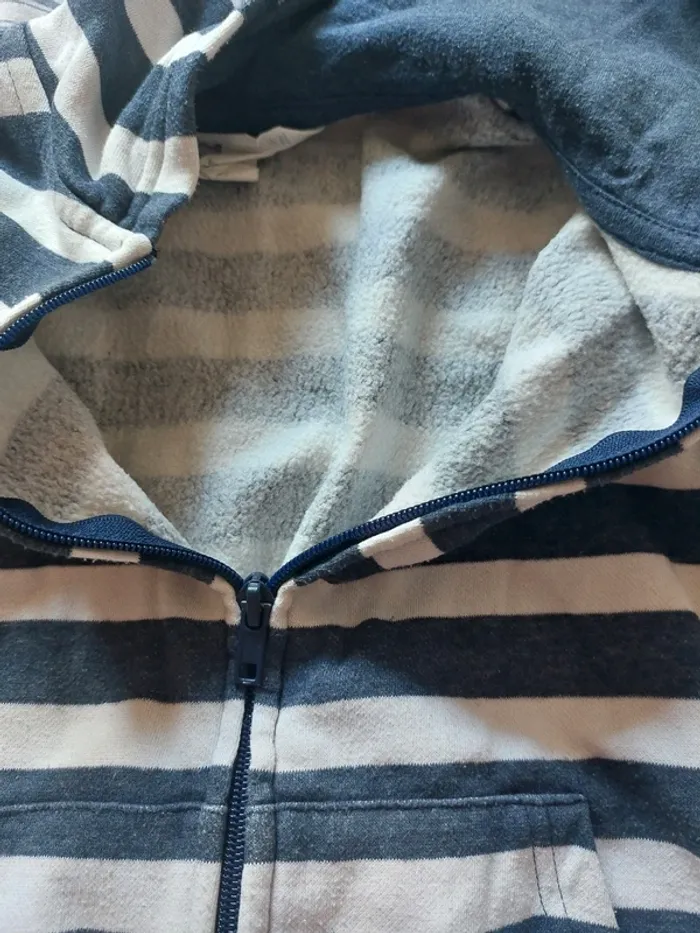 Sweat zippé à capuche rayé 122/128 - photo numéro 5