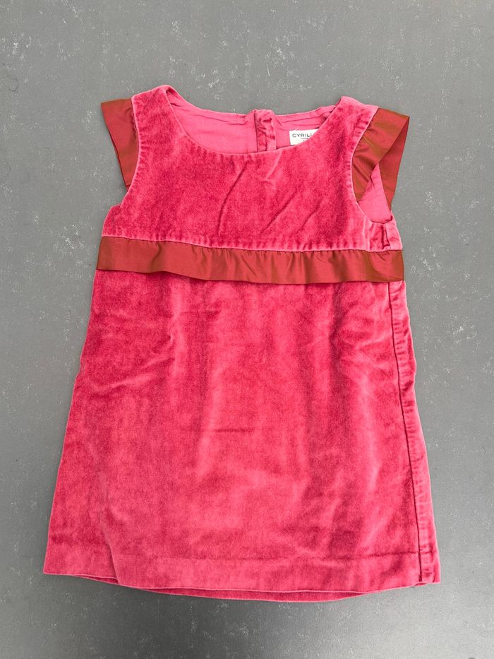 Robe manches courtes velours ras bordeaux