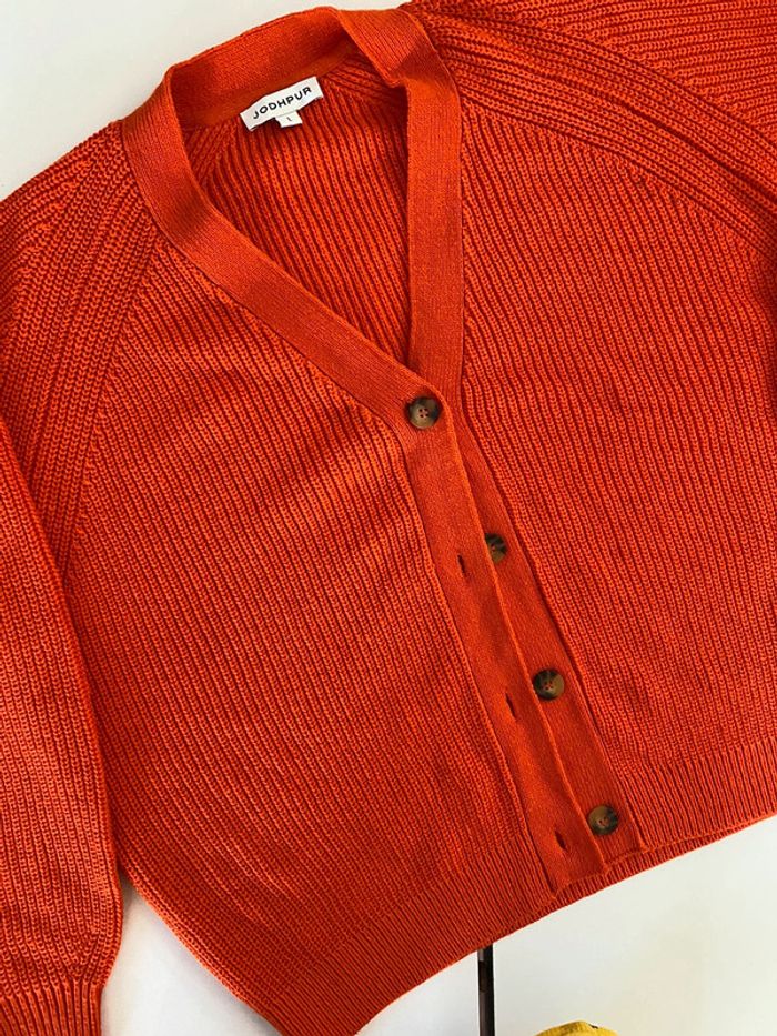 Pull gilet veste oversize orange Jodhpur