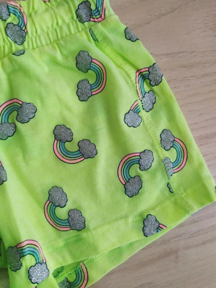 Short en coton fille jaune fluo arc-en-ciel taille 3/4 ans OVS - photo numéro 2