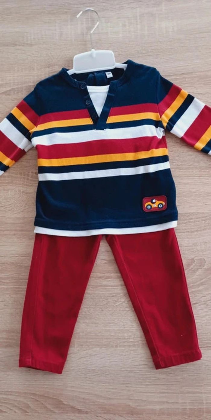 Ensemble bébé garçon 3 pièces manches longues + pantalon + chaussettes taille 18 mois - photo numéro 5