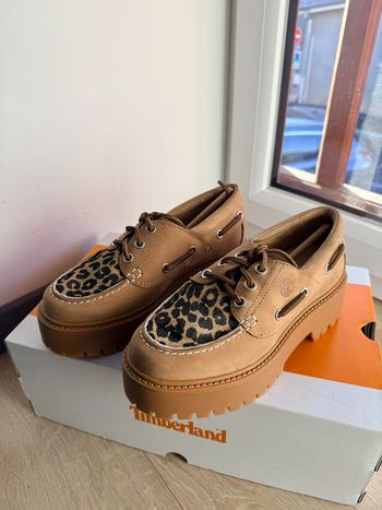 Timberland Stone Street Plateforme Léopard 36 – Cuir Camel – Neuves