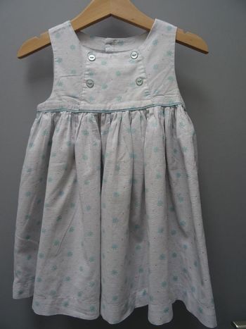 robe chasuble rayures grises et fleurs vertes