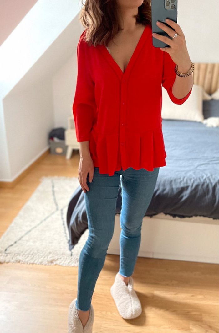 Blouse peplum rouge joli dos 🌹 - photo numéro 3
