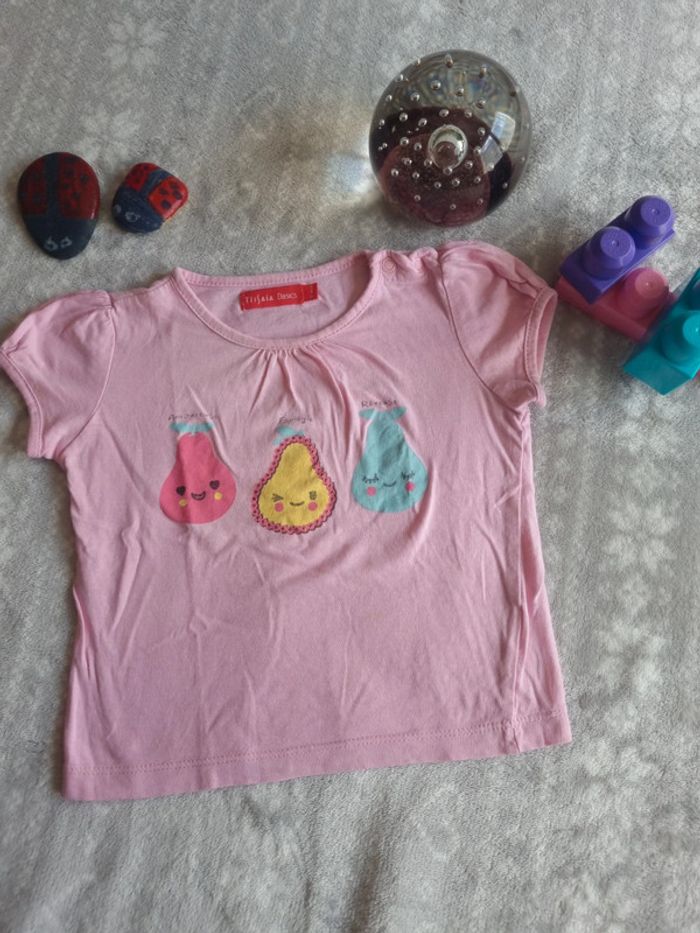 T-shirt rose manche courte motif fruit