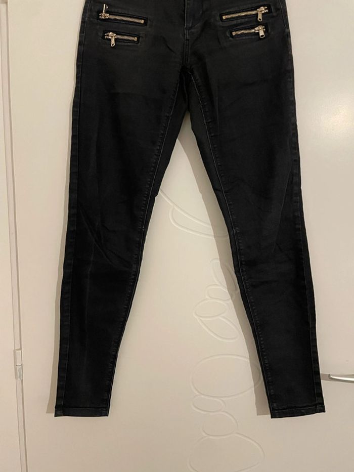 Pantalon extensible bleu marine presque noir taille haute coupe skinny Morgan taille 34 - photo numéro 3