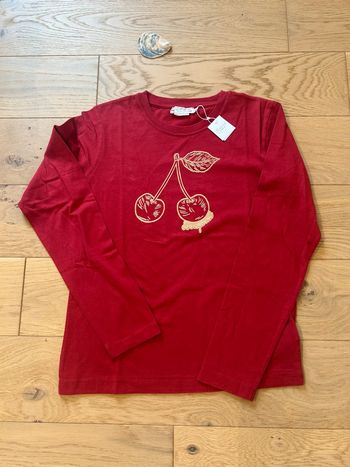Tee shirt Bonpoint manches longues tee shirt cerise velours 12 ans Bonpoint