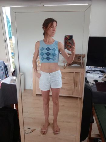 Top crop femme s bleu c85