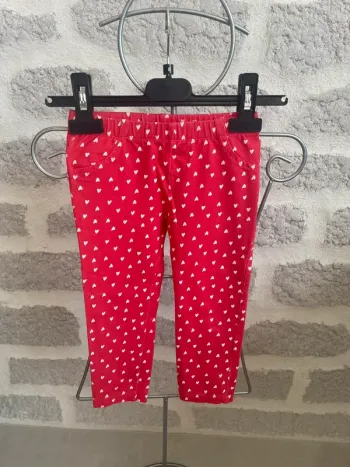 Pantalon fille rouge cœur blanc 3 ans in extenso