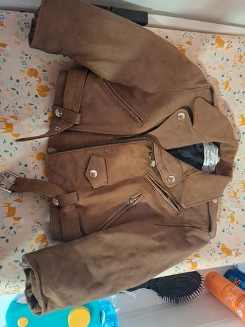 Veste en cuire brun enfant 2 ans