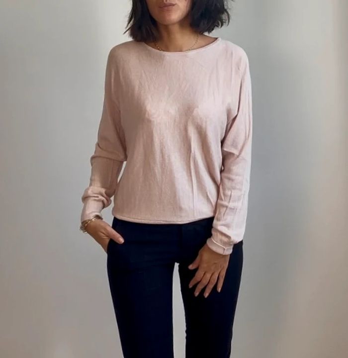 Pull rose poudré pailleté - Caroll - taille S - très bon état - pink shirt