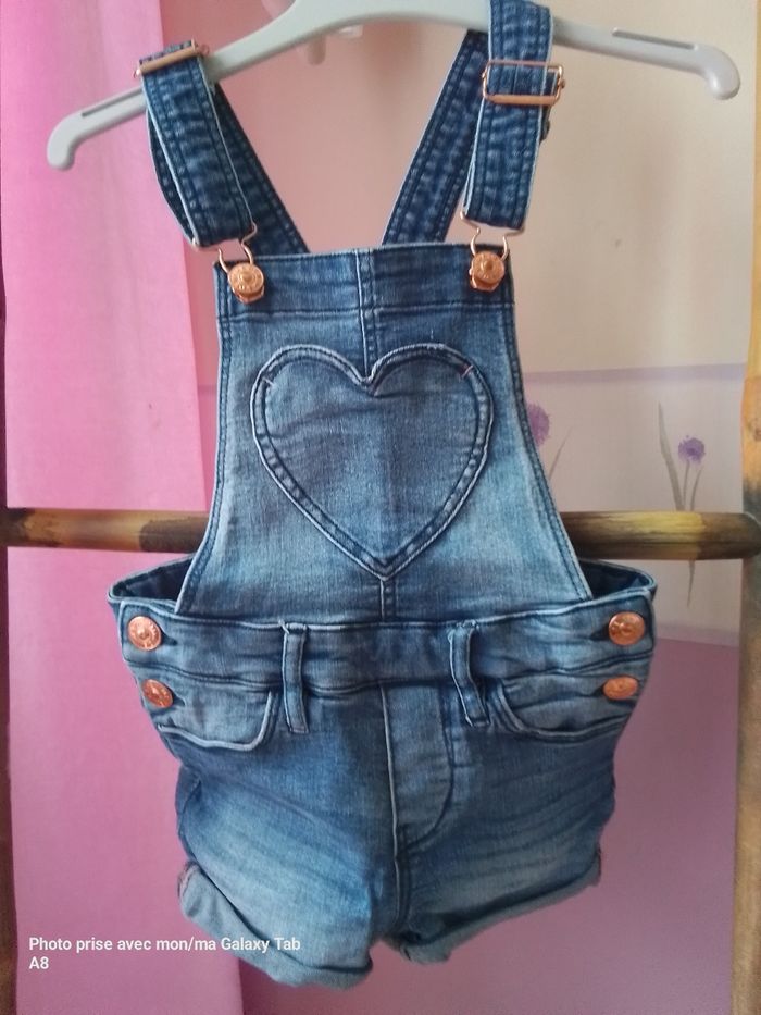 Salopette courte en jean 4 ans fille
