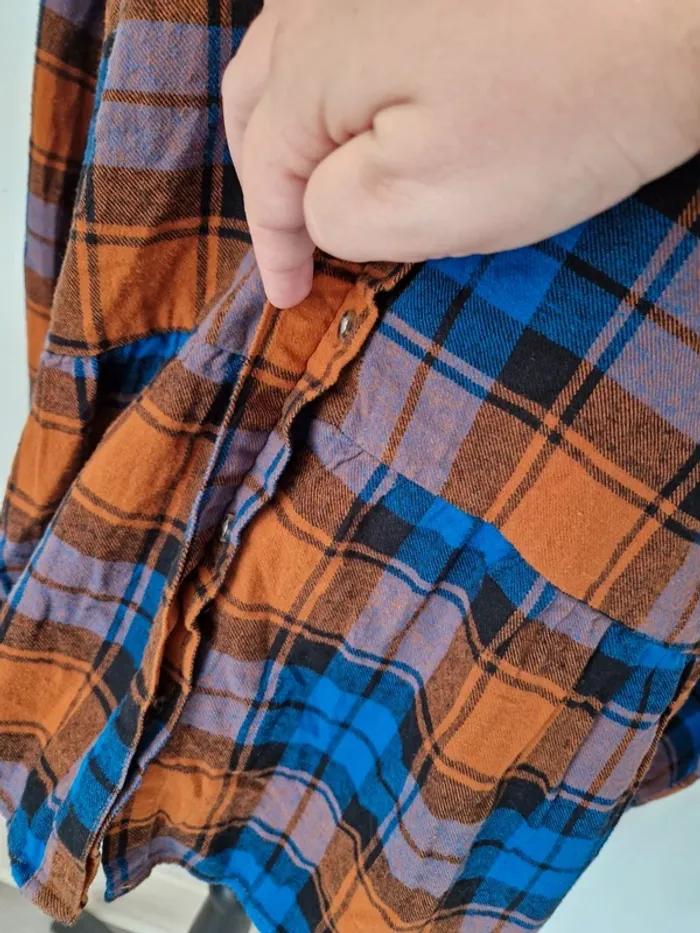 Veste chemise a carreaux bleu orange bon prix taille 52 - photo numéro 3