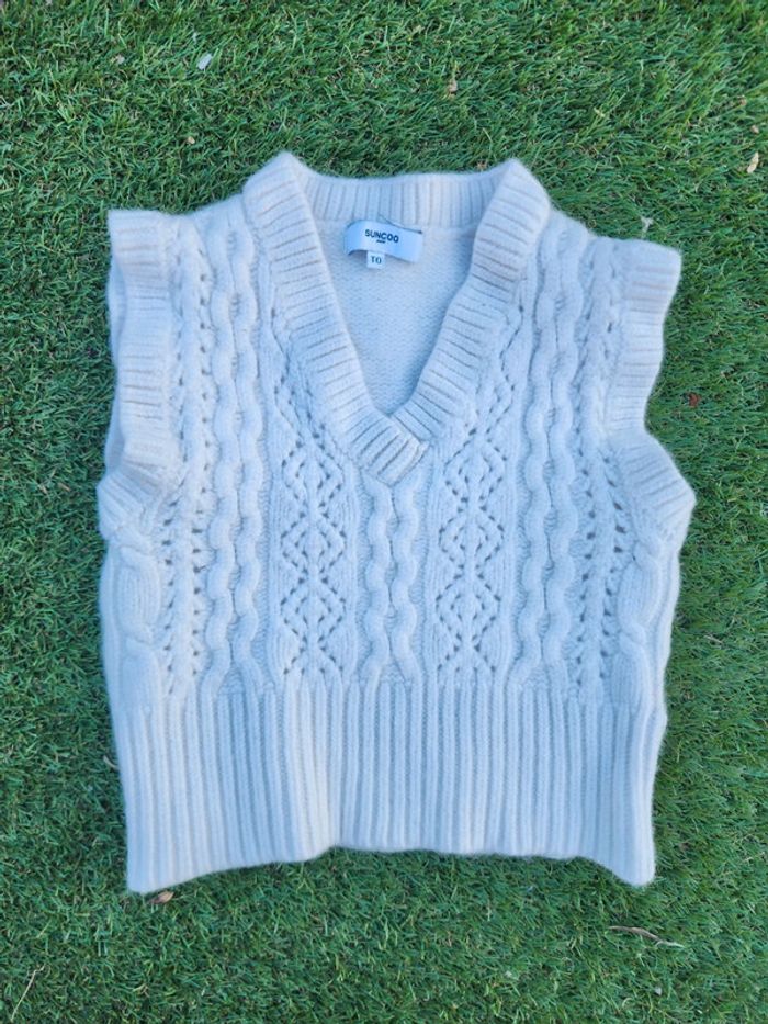 Pull sans manches tricot maille Suncoo