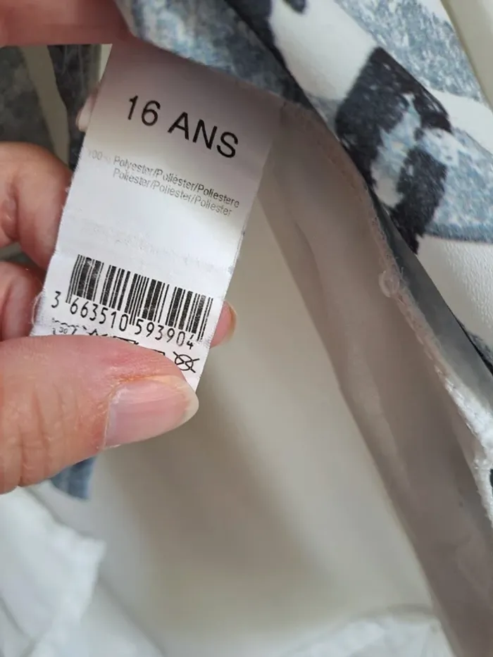 Blouse fille 16 ans 9u XS/S manches longues tbe blanche grise LPC Girls - photo numéro 4
