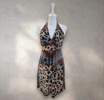 Robe dos nu décolleté à nouer imprimé léopard taille S excellent état