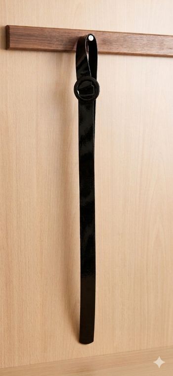 🖤 Ceinture sans trous noire vernie à boucle ronde - 127 cm