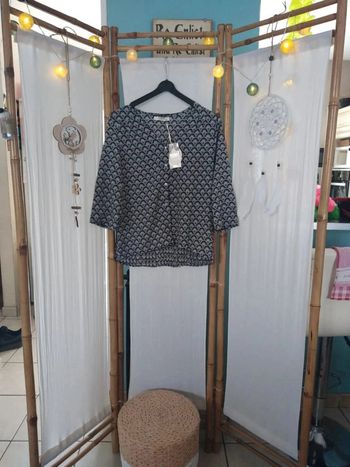 Blouse manches 3quart v code noir taille s